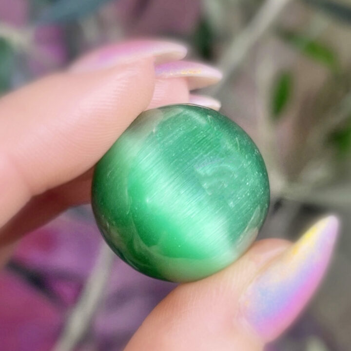 Green Cats Eye Heart Chakra Sphere