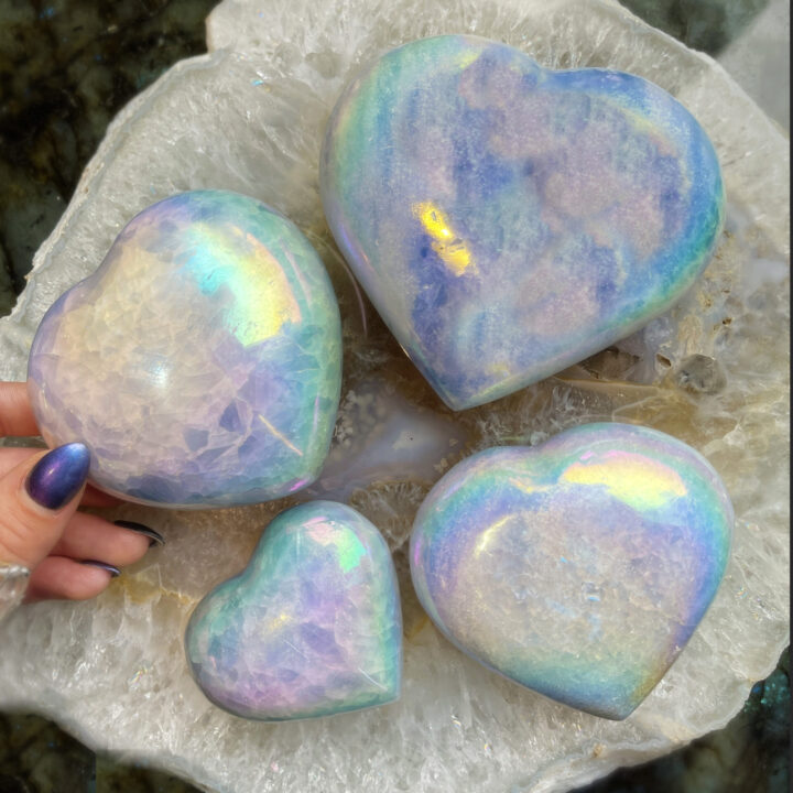 Angel Aura Blue Calcite Heart