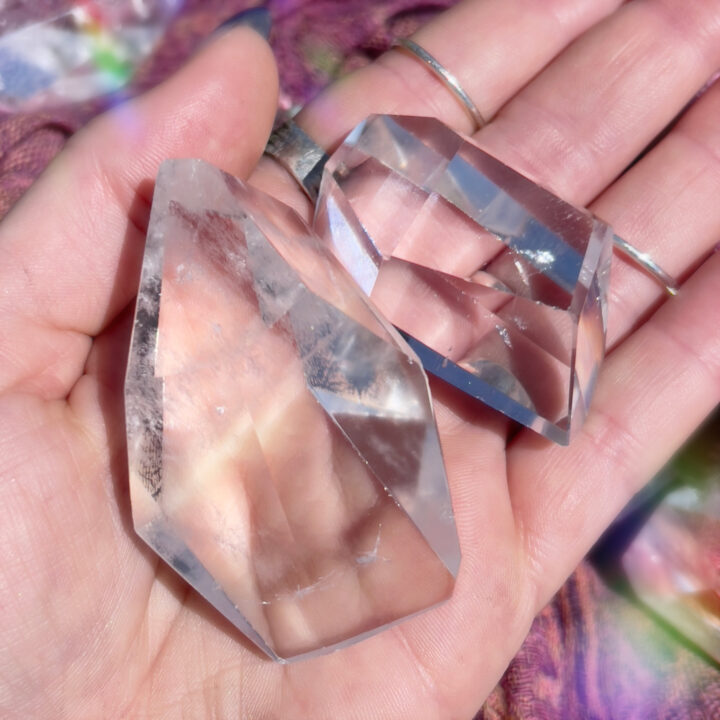 Faceted Clear Quartz Channeling Stone