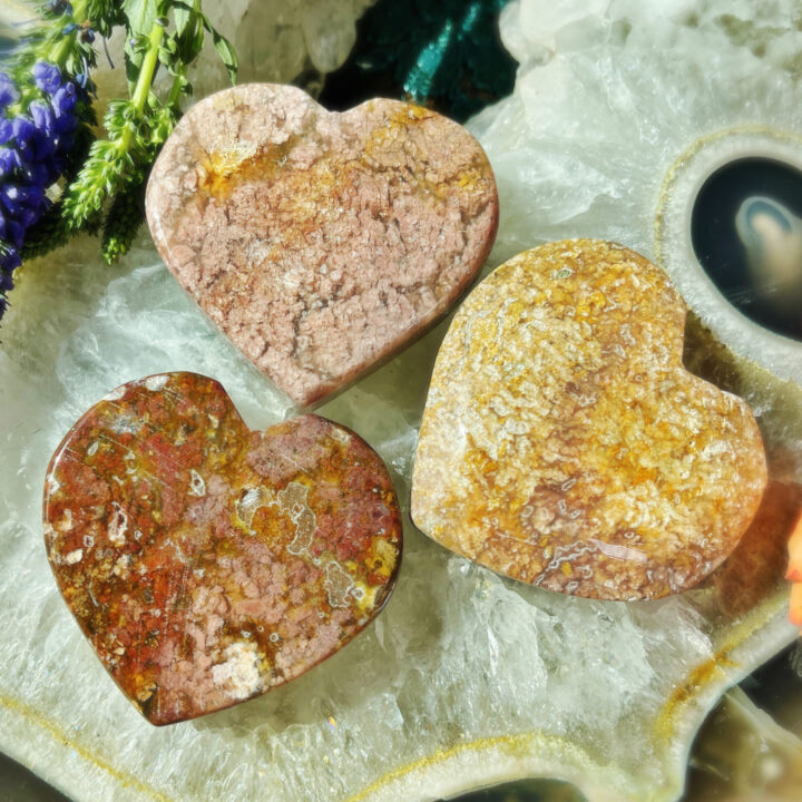 Emotional Healing Pink Moss Agate Heart