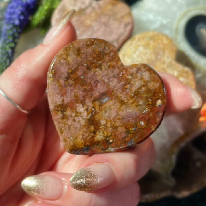 Emotional Healing Pink Moss Agate Heart