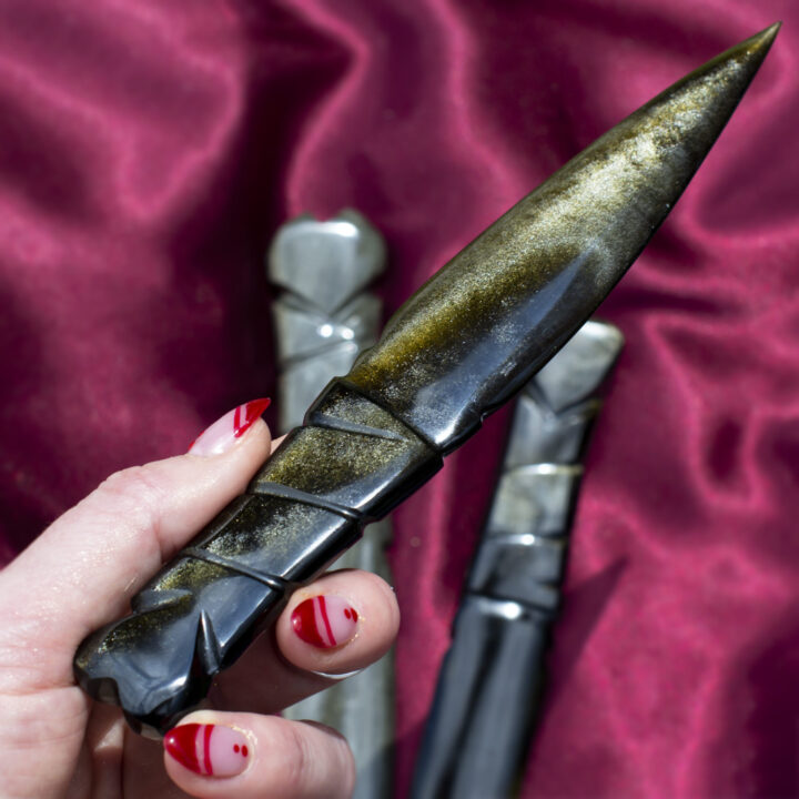 Heart-Handled Golden Sheen Obsidian Athame