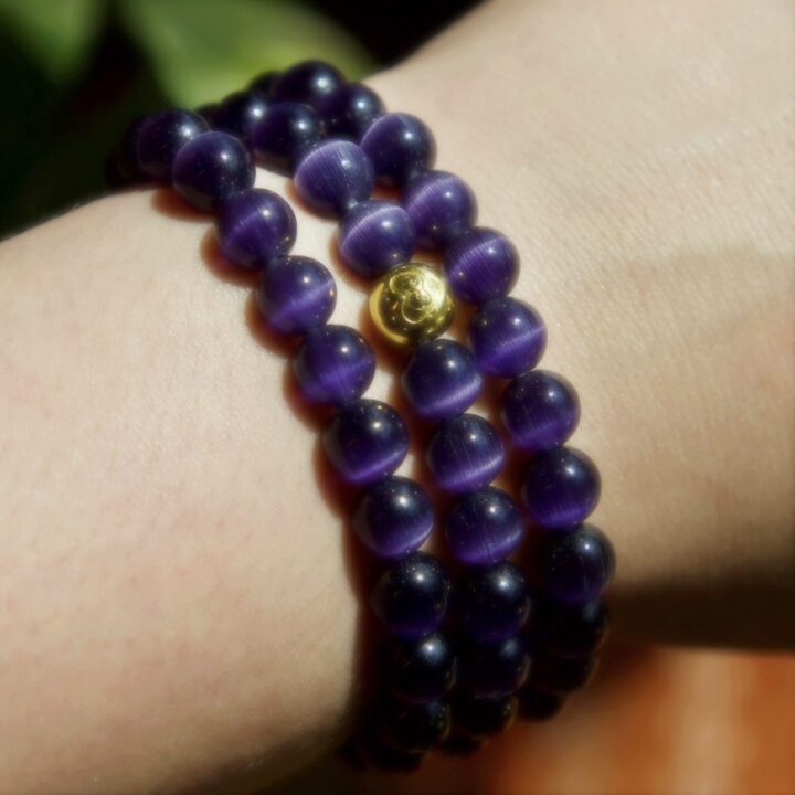 Purple Cats Eye Crown Chakra Bracelet