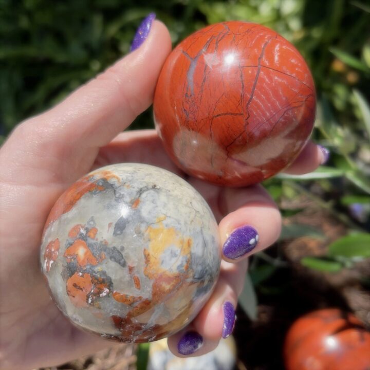 Snakeskin and Maligano Jasper Sphere Duo