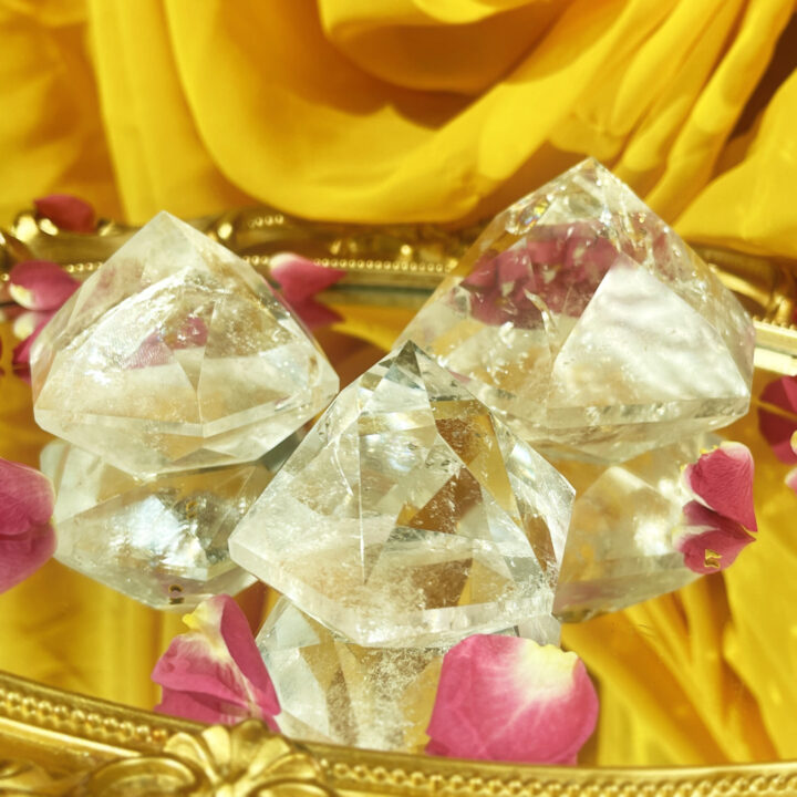 A-Grade Clear Quartz Faceted Hexagonal Pyramid