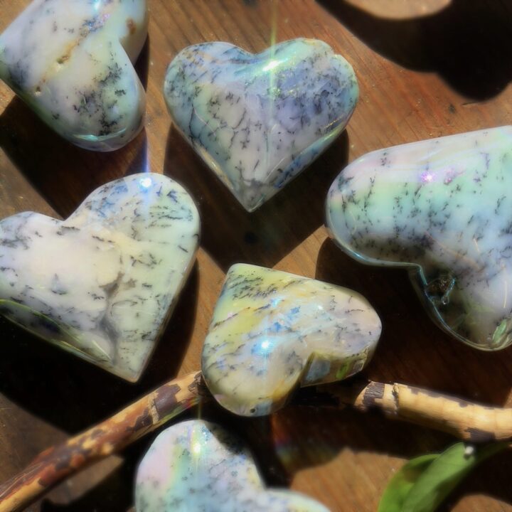 Angel Aura Dendritic Agate Heart