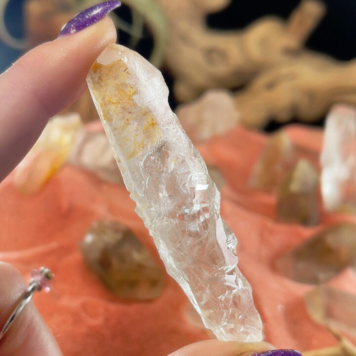 Enhanced Telepathy Natural Limonite in Quartz Point