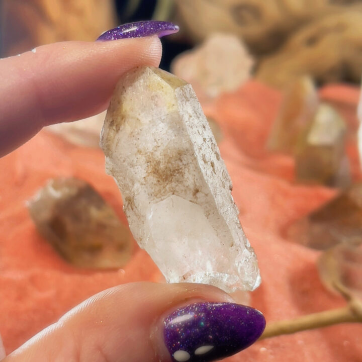 Enhanced Telepathy Natural Limonite in Quartz Point