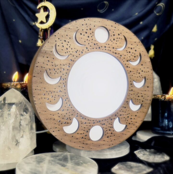 Moon Phase LED Lighted Crystal Stand