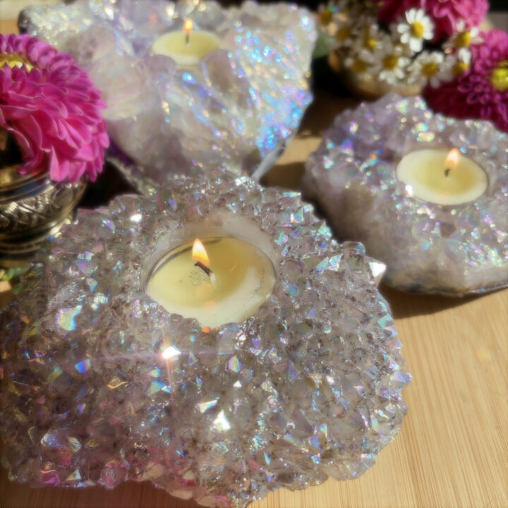 Angel Aura Amethyst Tea Light Holder