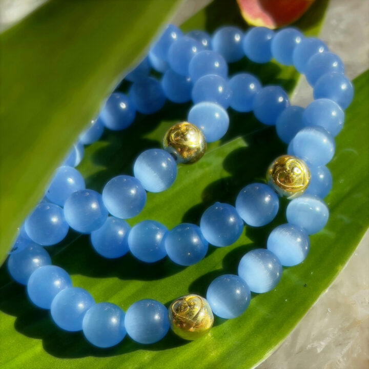 Light Blue Cats Eye Throat Chakra Bracelet