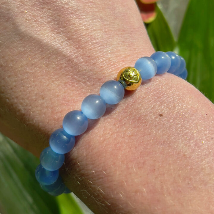 Blue Cat's Eye Throat Chakra Bracelet for communication