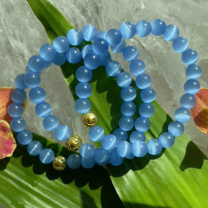 Blue Cat's Eye Throat Chakra Bracelet for communication