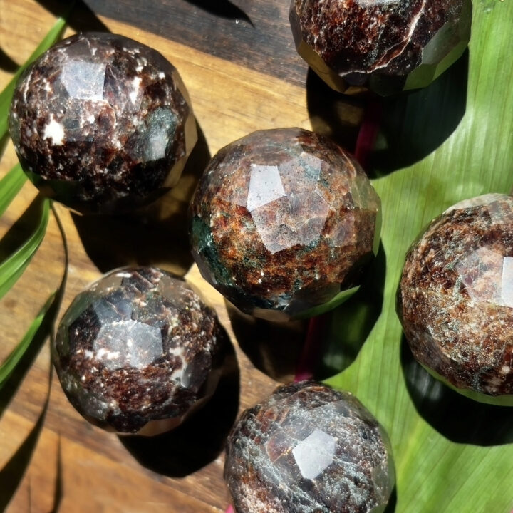 Faceted Almandine Garnet Sphere