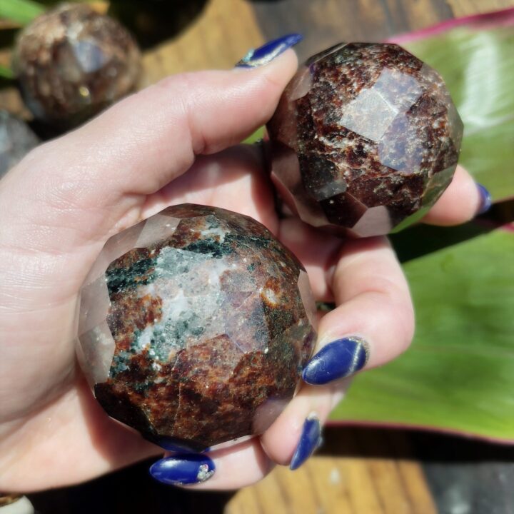 Faceted Almandine Garnet Sphere