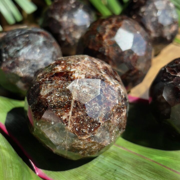 Faceted Almandine Garnet Sphere