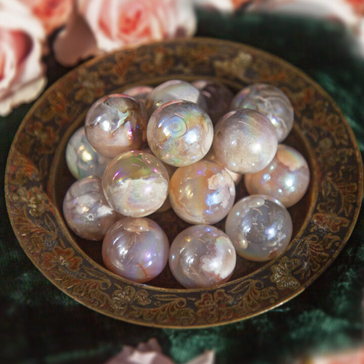 Mini Angel Aura Flower Agate Sphere