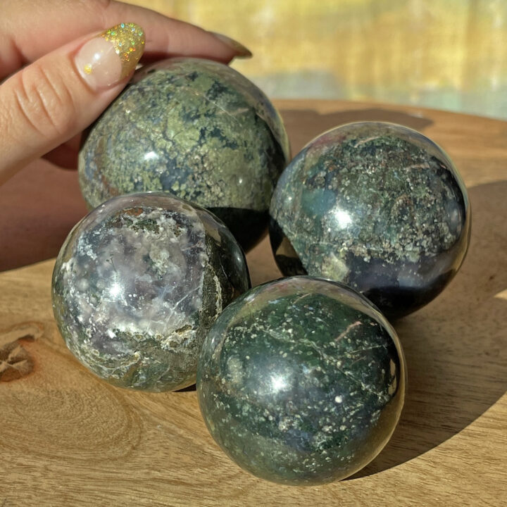 Peace and Healing Purple Moss Agate Sphere