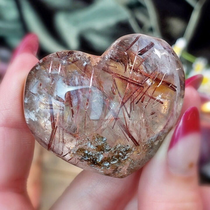 Red Rutilated Quartz Heart