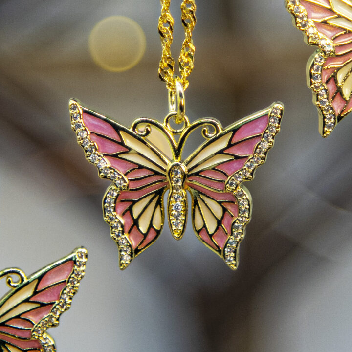Fly Free Zircon Butterfly Pendant