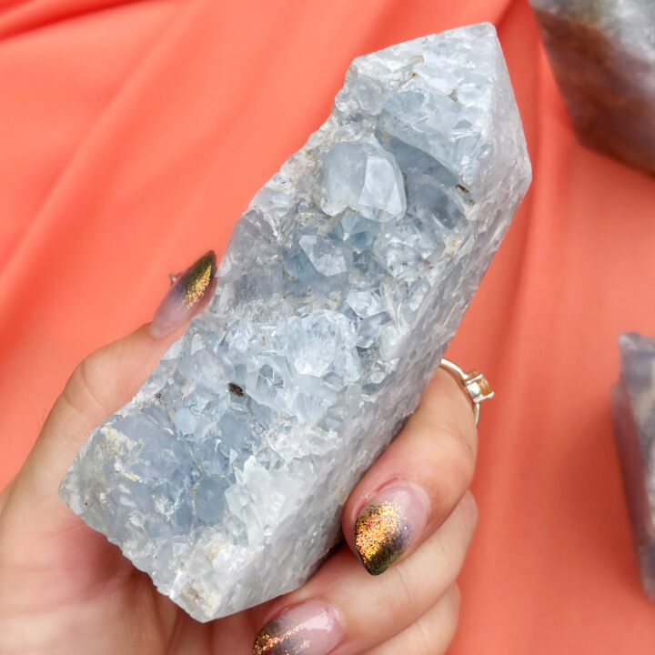 Natural Sided Druzy Celestite Obelisk