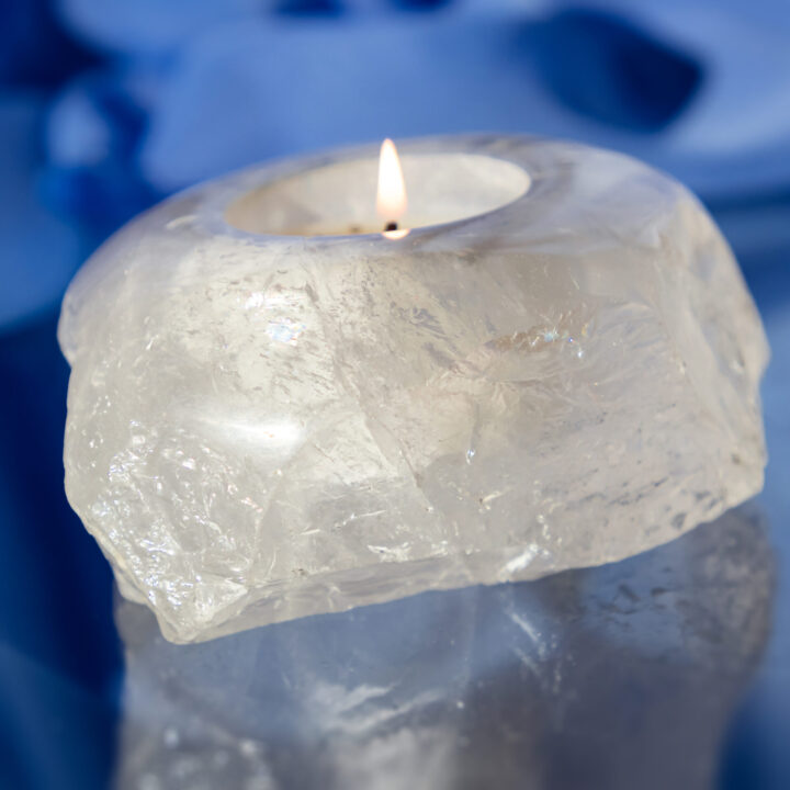 Clear Quartz Tea Light Holder