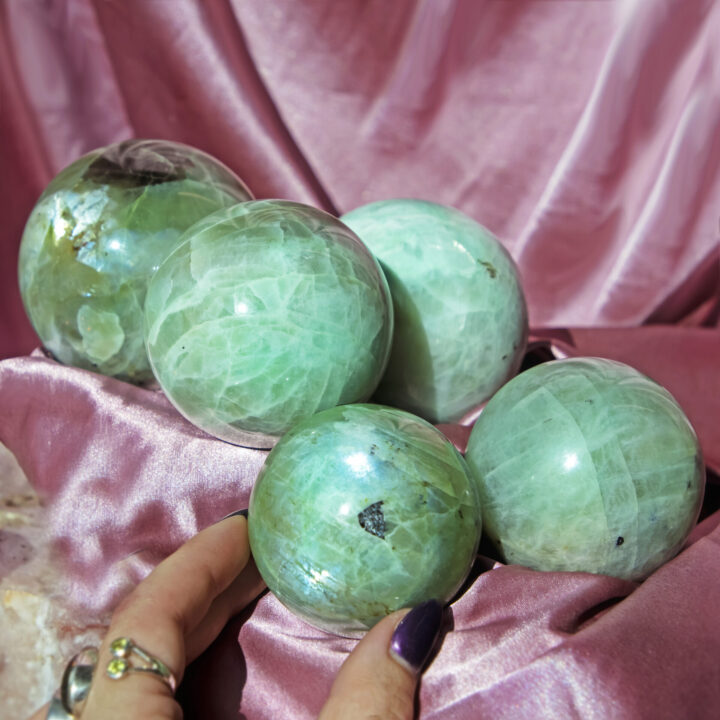 Divine Empowerment Garnierite with Moonstone Sphere