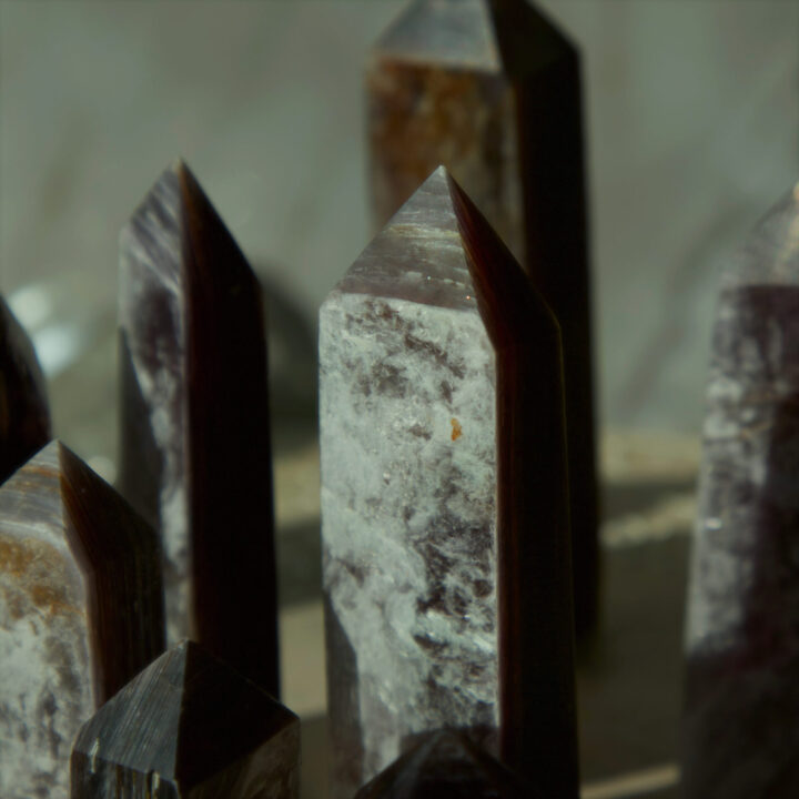 Light the Path to Peace Flashy Lepidolite Obelisk