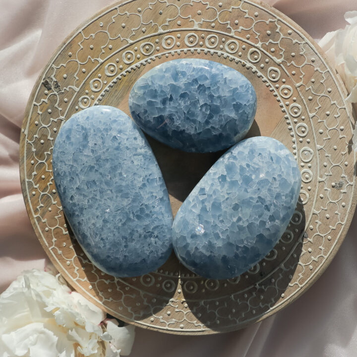 Blue Calcite Harmony Palm Stone