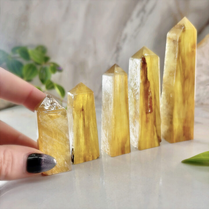 Empowered by Peace Golden Gel Lepidolite Obelisk