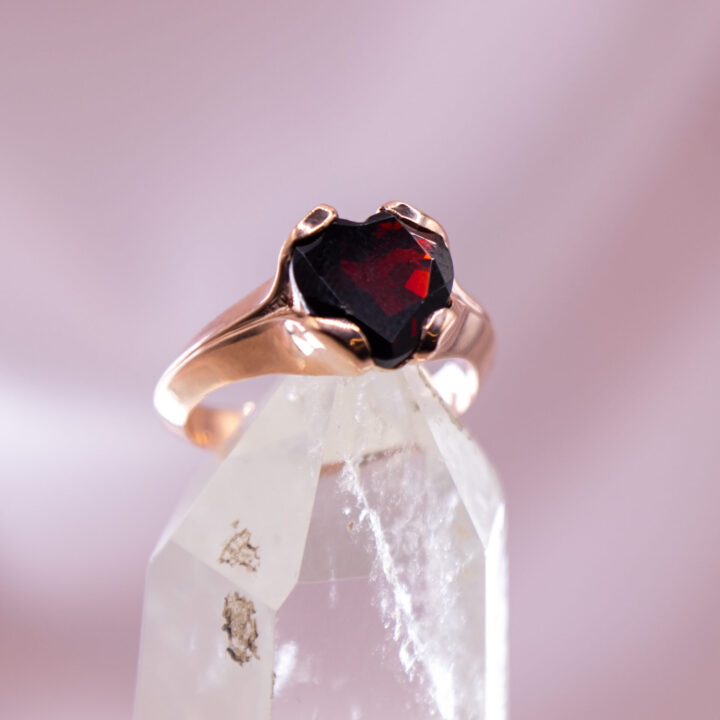 Grounded in Love Garnet Heart Ring