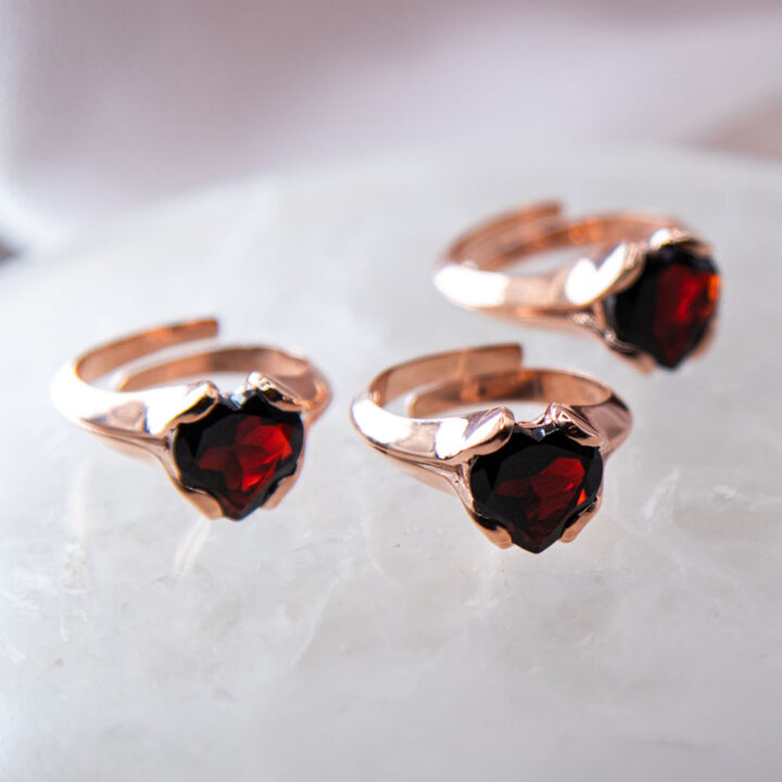 Grounded in Love Garnet Heart Ring