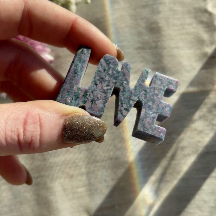 Ruby Fuchsite 'LOVE' Carving