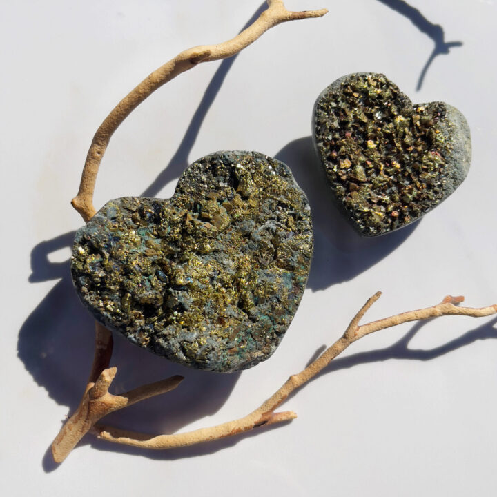 Shine Your Light Rainbow Pyrite Druzy Heart