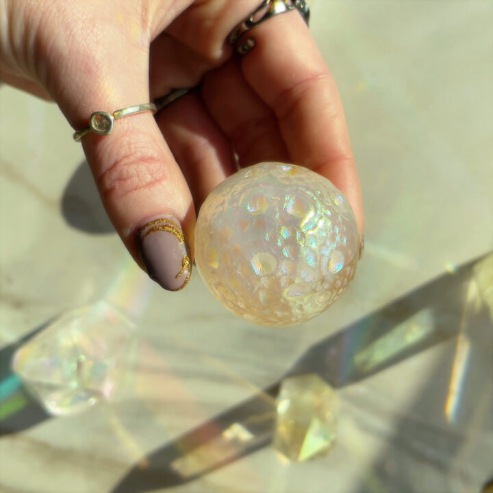 Angel Aura Clear Quartz Full Moon Sphere