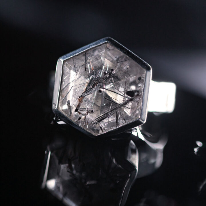 Balanced Protection Black Tourmalinated Quartz Ring