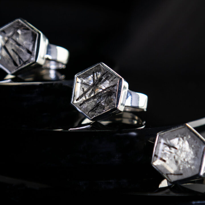 Balanced Protection Black Tourmalinated Quartz Ring