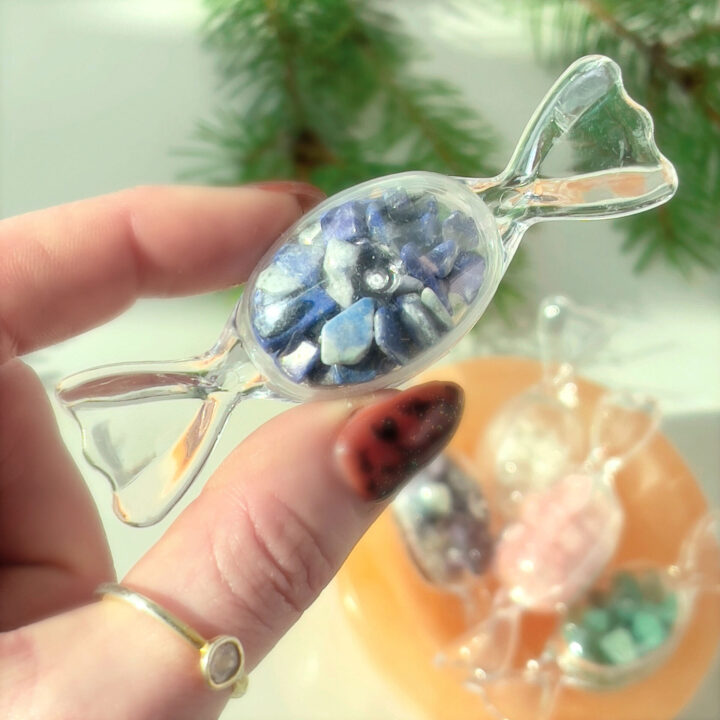 Orange Selenite Bowl with Christmas Gemstone Candies