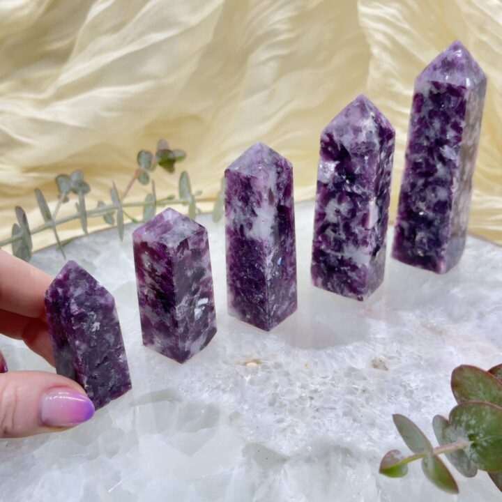 Calm Your Heart Pink Lepidolite in Quartz Obelisk