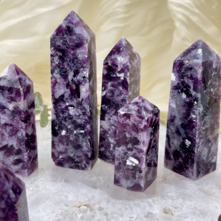 Calm Your Heart Pink Lepidolite in Quartz Obelisk