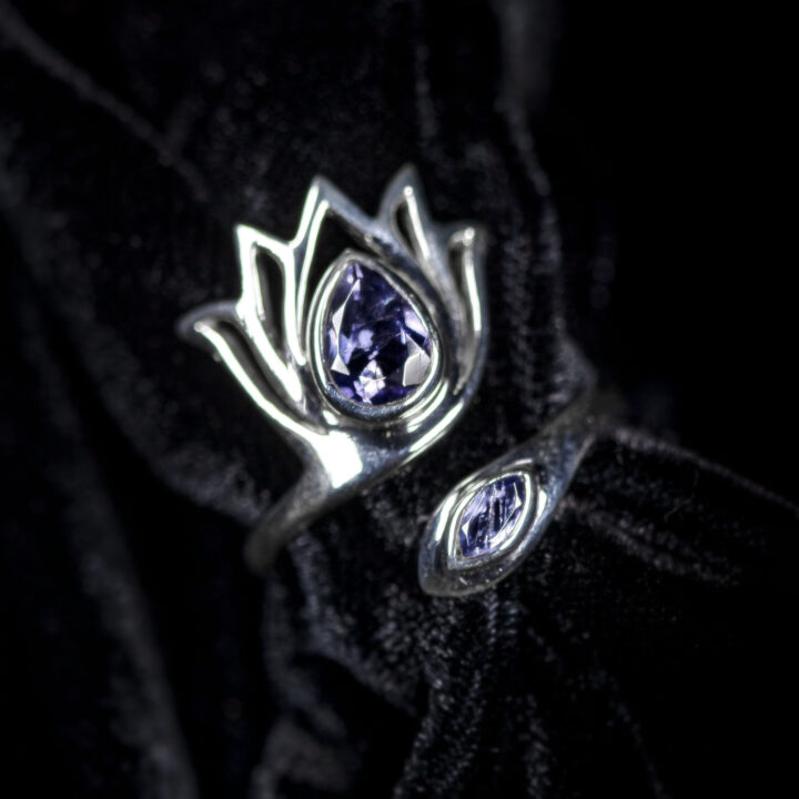 Grow Toward the Light Iolite Lotus Bypass Ring