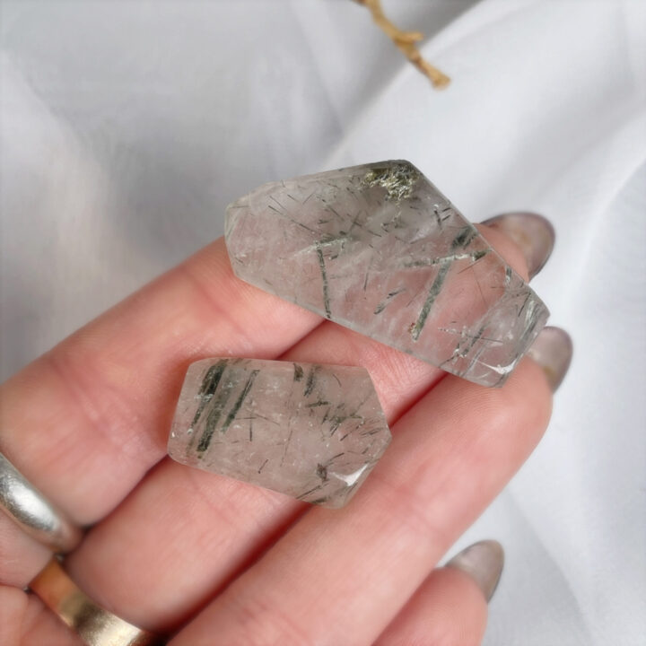 Green Tourmalinated Quartz Meditation Stone