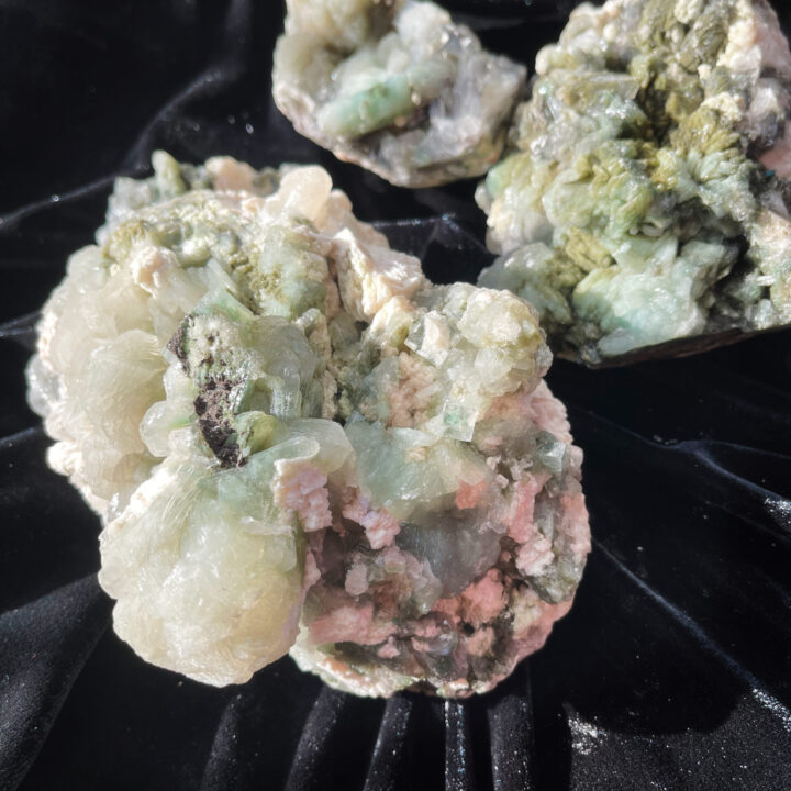 Peach and Green Stilbite on Green Apophyllite