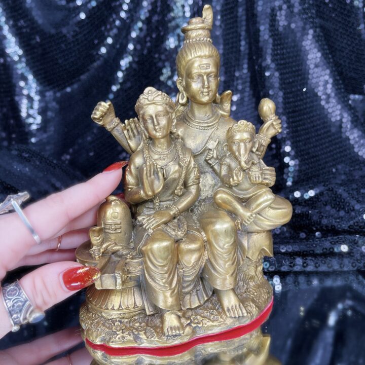 Shiva, Shakti, and Ganesha Brass Statue