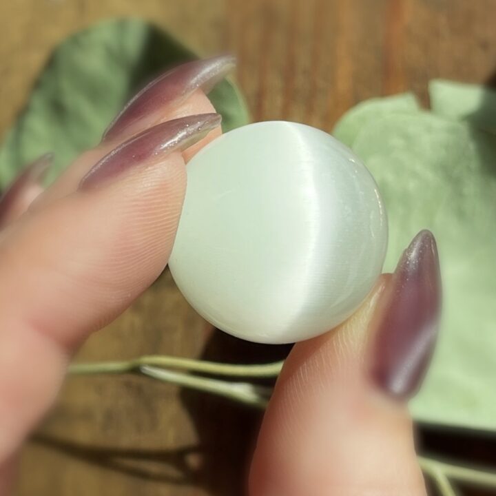 White Cats Eye Mini Sphere