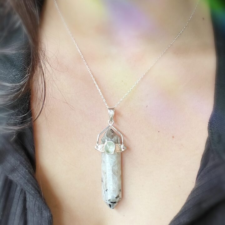 Deepen Your Intuition Rainbow Moonstone and Aquamarine Pendant