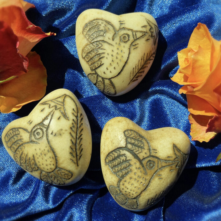 White Alabaster Hummingbird Heart