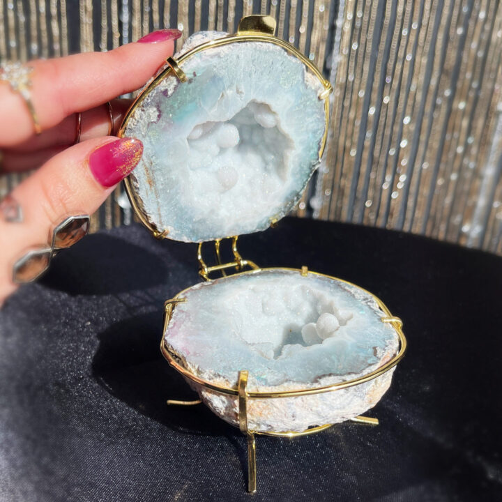 Angel Aura Agate Geode Jewelry Box