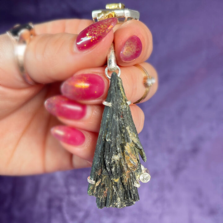 Black Kyanite and Sterling Silver Pendant