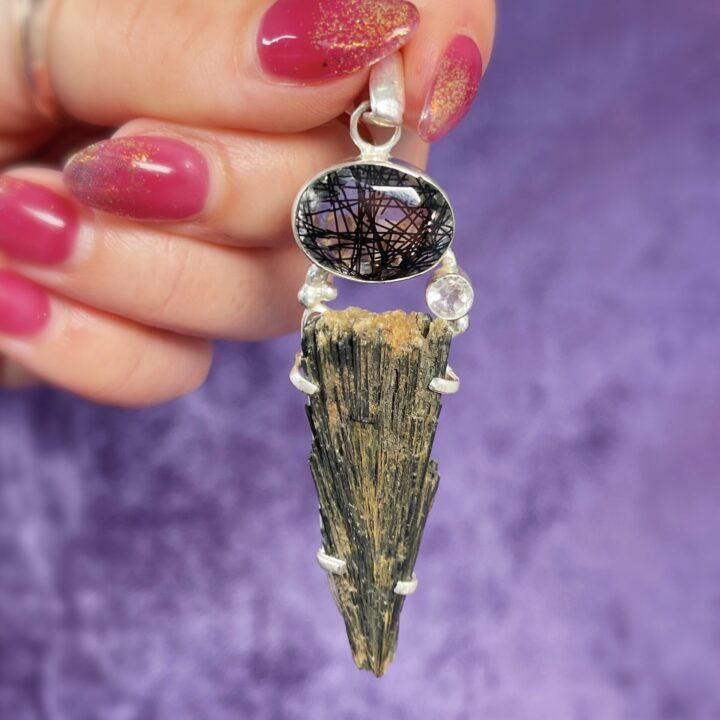 Black Kyanite and Sterling Silver Pendant